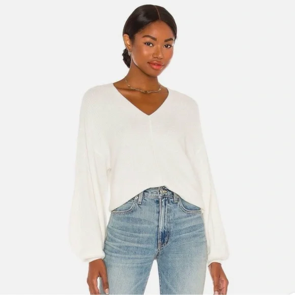 NEW 1. STATE Balloon Sleeve Ribbed Sweater in Antique White XL NWT - Picture 6 of 11